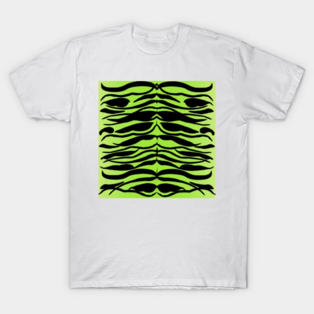 Tiger Skin Striped Pattern in Lime Green T-Shirt by ButterflyInTheAttic